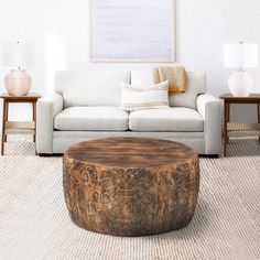 33 Inch Round Coffee Table with Damask Carved Pattern and Wooden Frame, Walnut Brown By The Urban Port Wood Coffee Table Round, Mango Wood Coffee Table, Coffee Table Round, Round Wood Coffee Table, Solid Coffee Table, Black Sideboard, Side Coffee Table, Brown Table, Table Round