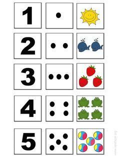 the numbers 1 to 10 are arranged in different colors and shapes, with black dots on white