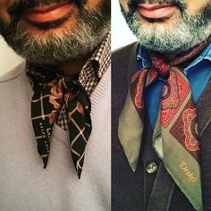 Scarf muse: in Paris dapper @byjjl is truly a #silk #scarf style icon wearing his as an alternative to a bow tie, clashing prints and colours. Try this look out today!  #styletips Tie Silk Scarf, Silk Scarf Tying, Clashing Prints, Silk Scarf Style, Scarf Style, Scarf Tying, Silk Scarves, Style Icon