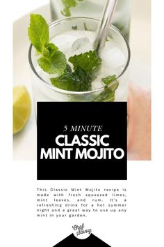 an advertisement for the classic mint mojito