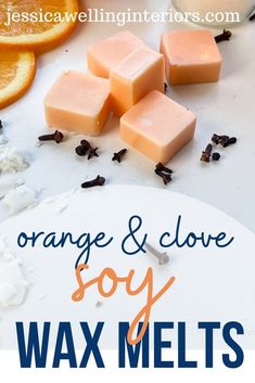 orange and clove soy wax melts on a plate