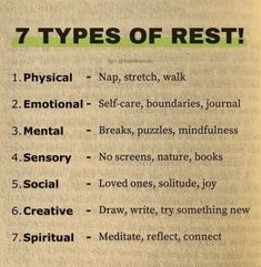 Types Of Rest, Healing Journaling, Mental And Emotional Health, Psychology Facts, Self Care Activities, Self Quotes, Health Facts, Coping Skills