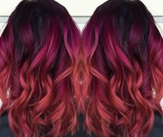 Hair Color Red Ombre, Cheveux Oranges, Sunset Hair, Color Melting, Ombre Hair Color, Red Hair Color, Hair Inspiration Color, Grunge Hair