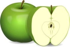 an apple sliced in half with the core showing