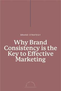 a book cover with the title why brand constiency is the key to effective marketing