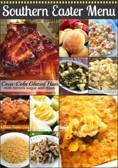 the southern easter menu with images of different types of food