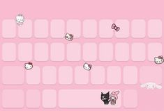 hello kitty keyboard with many cats and kittens on the keys, all in pink