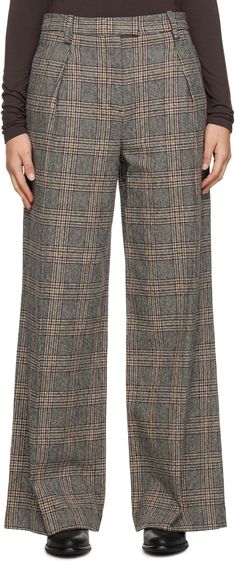 Wide-leg cotton twill trousers. Plaid pattern throughout. · Belt loops · Four-pocket styling · Zip-fly · Pleats at front Supplier color: Black plaid Plaid Trousers, Cords Pants, Twill Trousers, Rag And Bone, Pleated Pants, Plaid Fashion, Black Plaid, Luxury Streetwear, Plaid Pattern