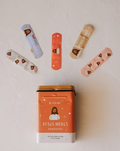 the jesus heals band aids are on display