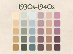 an image of a color scheme for the 1930s - 1940's with different colors