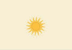 the sun is shining brightly on a light yellow background with white border around it and an orange circle in the center