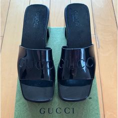 Black Rubber Block Heel Gucci Sandals/Slides. Great For The Summer. Worn 2-3 Times. Come With Original Box And Dust Bag Gucci Rubber Sandals, Gucci Sandals, Shoes Gucci, Rubber Sandals, Gucci Black, Gucci Shoes, Black Rubber, Women's Shoes Sandals, Block Heels