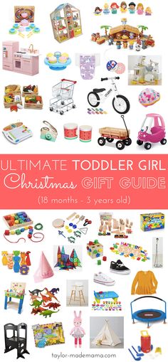 The Ultimate Toddler Girl Gift Guide! Developmentally appropriate toys that will grow with your tot! Gift ideas for your toddler this Christmas! Toddler stocking stuffer ideas. Toddler Christmas Gift Guide. Toddler Gift Guide, Toddler Stocking Stuffers, Preschool Girl, Girls Gift Guide, Mom Of Three, Toddler Christmas Gifts, Paris Birthday, Diy Gifts For Mom