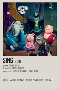 the poster for sing with three cartoon characters