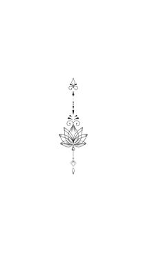 a black and white drawing of a lotus flower with three stars on it's side