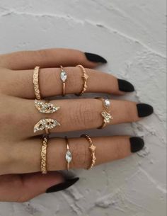 Tvd Books, Ring Sets For Women, Fashion Ring Set, Beautiful Gold Rings, Affordable Rings, Rings Cute, Rings Beautiful, Elegant Rings, Rings Dainty