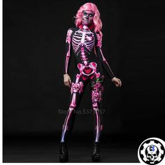 SKULL COSTUME COCO - Adult / S - SKULL COSTUME Black And Pink Halloween, Pink Halloween Costumes, Pink Skeleton, Witch Cosplay, Girl Skull, Skull Dress, Skeleton Costume, Scary Costumes, Fantasias Halloween