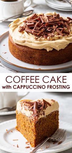 coffee cake with cappuccino frosting on a plate