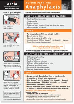 ASCIA Action Plan for Anaphylaxis (general) for use with Anapen School Nurse Elementary, Medical Tips, Nut Allergy, Food Allergies Awareness