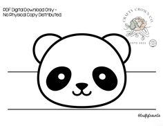 a panda bear face drawn in black and white with the caption free printable