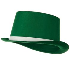 Permafelt St Patrick's Hat Green Top Hat, Halloween Costume Hats, Green Flats, Women Hats Fashion, Costume Hats, White Band, Green Top, Green Tops, Hat Making