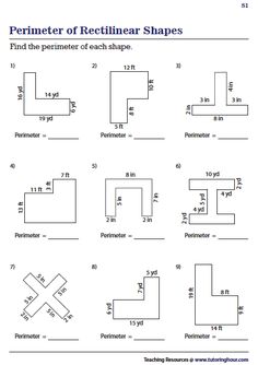 perimeter worksheet for students to learn shapes and find the perimeters in each shape