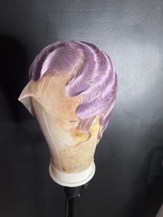 "This high quality custom wig is made using a Body Wave textured Wig with a 13 by 4 frontal space. Wig comes bleach knotted, plucked and styled as picture. Bands are included for Glue-less install options. Medium wig cap (22\" circumference) Color: Lime green, Lavender Good to know about your high quality hair Please note that intense exposure to heat and chemicals may potentially damage and alter the texture of your locks, so please protect your hair and always consult with a professional. What Colourful Wigs, Coloured Wigs, Finger Wave Wig, Medium Wig, Tend Skin, Bang Wig, Blue Fingers, Short Cut Wigs, Pink Blonde