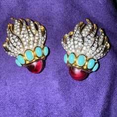 Stunning, Like New Condition Vintage Clip On Earrings From Avon, The Elizabeth Taylor Jewelry Collection. Comes With Purple Bag And Box As Shown. Measures 1.5" Long X 1.25 Wide Elizabeth Taylor Jewelry, Eternal Flame, Purple Bag, Vintage Clip, Elizabeth Taylor, Clip On Earrings, Jewelry Collection, Womens Sizes, Jewelry Earrings