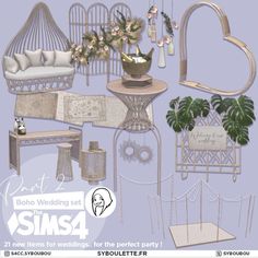 a bunch of different types of furniture and decorations for the wedding party or special occasion