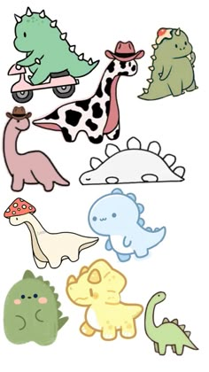 an assortment of stickers with different types of dinosaurs