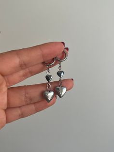 DISCLAIMER: I will be unable to fulfill orders from starting December 9th to the 18th due to being out of town. If you are ordering for christmas, HIGHLY reccomend to place before December 8!! (THE LAST DAY I WILL SHIP PENDING ORDERS) Stainless Steel + Hematite Heart Huggies ᯓᡣ𐭩 Handmade with hypoallergenic stainless steel huggies, stainless steel wire, and hematite heart shaped beads - water proof and tarnish resistant  Drop length is about 2 inches ‼️IMPORTANT INFO‼️ Please double check and m Stainless Steel Wire, Stainless Steel Earrings, Heart Earrings, Earring Gifts, Heart Shapes, Jewelry Earrings Dangle, Dangle Drop Earrings, Dangle Earrings, Stainless Steel