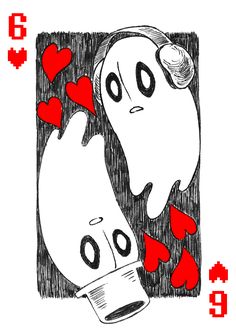 a drawing of two faces with hearts coming out of them