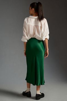 If you haven't met the Tilda slip skirt, then bonjour ! A French-inspired bias-cut design makes it drape and move just so – equally chic for a night out or a day about town. | The Tilda Slip Skirt by Anthropologie in Green, Women's, Size: 2XS, Viscose Chic Bias Cut Maxi Skirt, Chic Bias Cut Skirt With Relaxed Fit, Chic Bias Cut Relaxed Skirt, Relaxed Bias Cut Skirt For Night Out, Chic Bias Cut Midi Skirt, Night Out Bias Cut Relaxed Skirt, Chic Rayon Skirt For Brunch, Slip Skirt, French Inspired