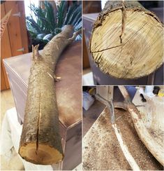 several pictures of different types of wood that are being used to make furniture and other things