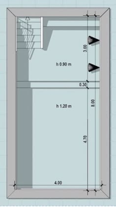 an image of a room with measurements for the wall and floor area, including stairs