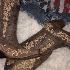 Cowboy Boots Bought At Boot Outlet. Worn Once! Super Comfy! Super Cute!! Shoes Heels Boots, Tan Brown, Cowboy Boots, Shoes Women Heels, Heeled Boots, Outlet, Cowboy, Shoes Heels, Super Cute