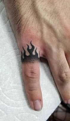 a man's hand with a tattoo on it and a ring in the middle