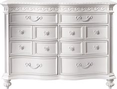 As generously proportioned as it is detailed, this lovely dresser provides maximum storage.  Top drawers are felt-lined and all drawers have curved fronts.  Custom rose and bows hardware is the perfect accent to the antiqued white finish. Twin Sleigh Bed, Rooms To Go Furniture, Rooms To Go Kids, Girls Bedroom Sets, Twin Bedroom Sets, Easter Dresses For Toddlers, Princess Fairytale, Luxury Bedroom Furniture, 8 Drawer Dresser