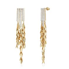 PRICES MAY VARY. Elegant Tassel Earrings - Here we offer you four classic and elegant tassel earrings. The main material is 925 sterling silver or sterling silver plated with 18k gold. The leaf shaped dangles are full of natural beauty. The sparkling cubic zirconia makes you look like a superstar. The perfect gift for Her - These dainty earrings are suitable for women of all ages. Whether you are gifting them to your daughter, girlfriend or wife, mother, they are perfect. From Valentine's Day to Gold Tassel Earrings, Bride Earrings, Dangling Earrings, Delicate Earrings, Everyday Earrings, Fine Earrings, Dainty Earrings, Rhinestone Earrings, Perfect Gift For Her