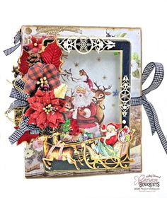 an altered christmas card with santa and his sleigh