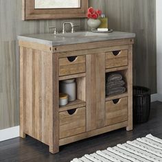 a bathroom vanity with two drawers and a sink