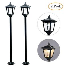 2 pack outdoor post lights with clear glass for garden or patio use, black finish