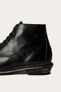 Expertly crafted in Italy, the Cortege Boot embodies a perfect blend of style and function. Made with premium black leather, it boasts a durable Vibram sole and metal details such as lace closure and a Our Legacy rivet. Step out in style and comfort with this mid-cut boot. Italian leather Mid cut Vibram lugged sole Kilger leather midsole from Germany Lace closure Metal eyelets Our Legacy metal rivet on tongue Popeye Magazine, Canoe Club, Comme Des Garcons Play, Our Legacy, Mm6 Maison Margiela, Deep Black, Engineered Garments, Pant Shirt, Lug Sole