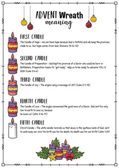 a christmas menu with candles and holly wreaths on the bottom, and words above it