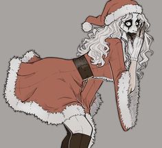 a drawing of a woman dressed as santa claus