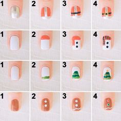 Desain Salon Kuku, Nails Art Easy, Christmas Nail Designs Easy, Christmas Nails Diy, Christmas Nail Art Easy, Xmas Nail Art, Cute Christmas Nails