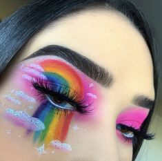 Insane Makeup, Makeup Pride, Saint Patricks Day Makeup, Gem Makeup, Rainbow Eye Makeup, Makeup Content, Rainbow Beauty, Festive Makeup, Rainbow Eyeshadow