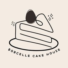 a piece of cake with the words borcelle cake house on it's side