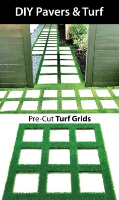 the grass is laid out to look like it has been cut into squares and then placed on