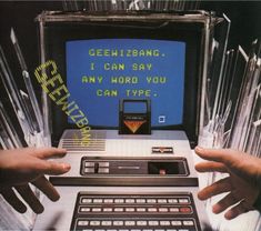 an advertisement for the nintendo video game voce module, with two hands reaching towards it